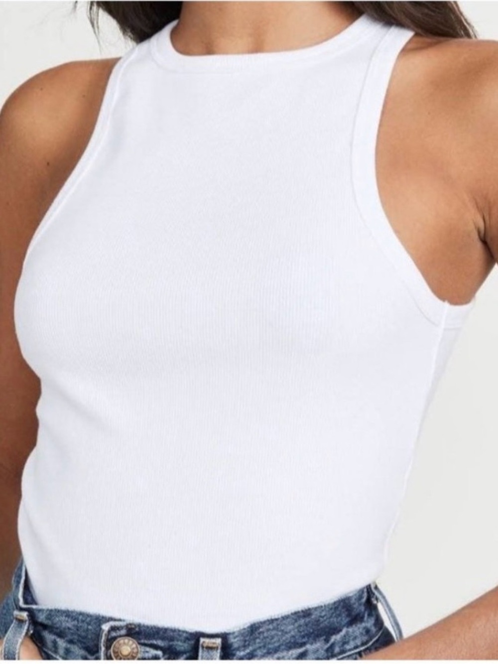 Agolde White Ribbed Tank